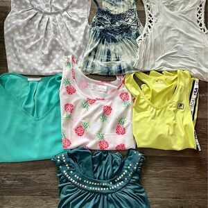 Lot Of 7 Womens Short Sleeve Shirts/Tanks Shirts American Eagle Lush Fila Small